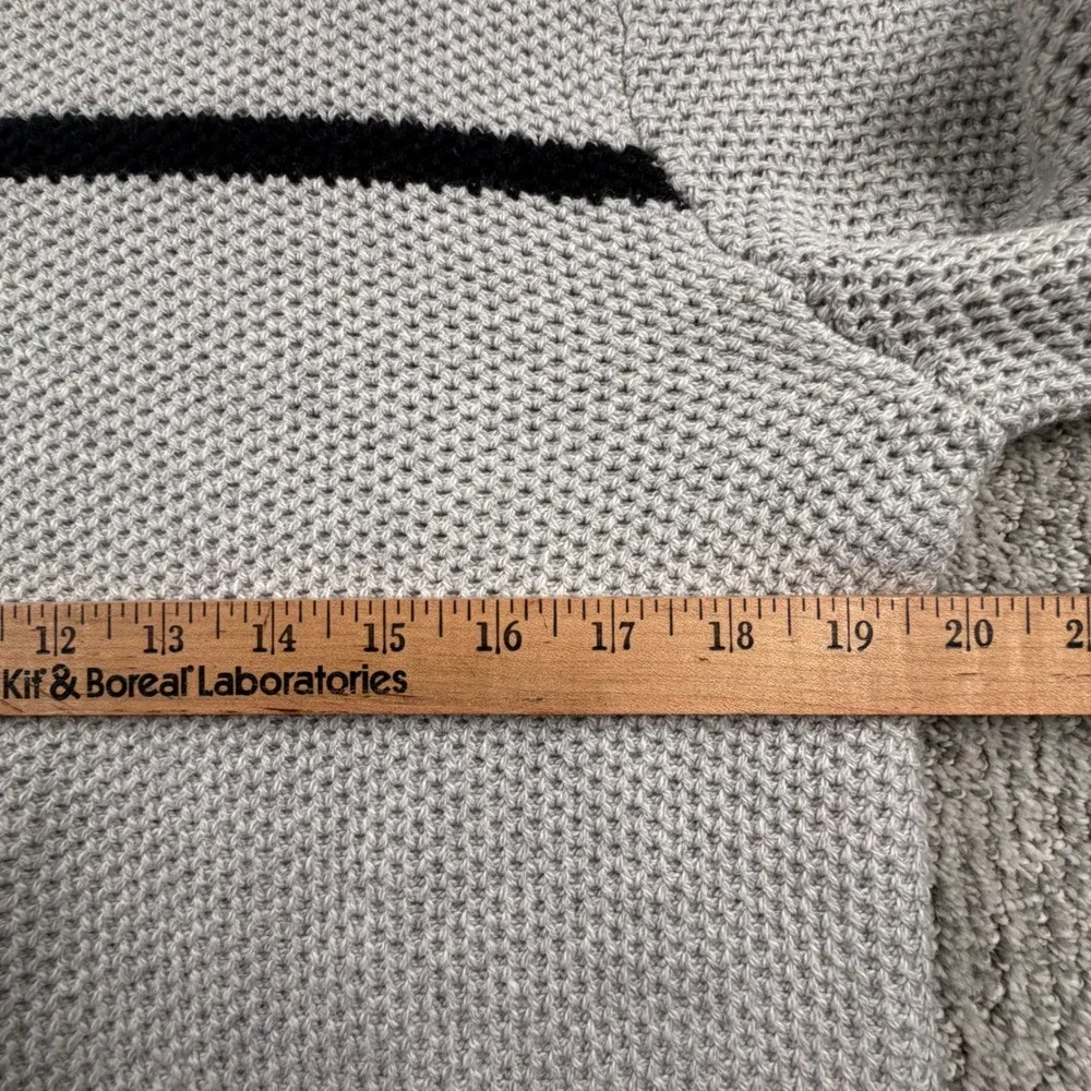 Banana Republic Sweater Mens M Grey Black Stripe Waffle Knit Cotton Wool 872307